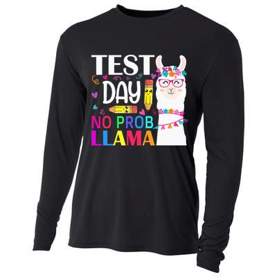 funny Test Day No Prob-llama Llama Teacher Cooling Performance Long Sleeve Crew