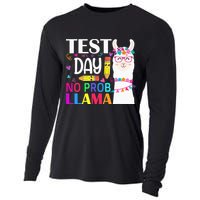 funny Test Day No Prob-llama Llama Teacher Cooling Performance Long Sleeve Crew