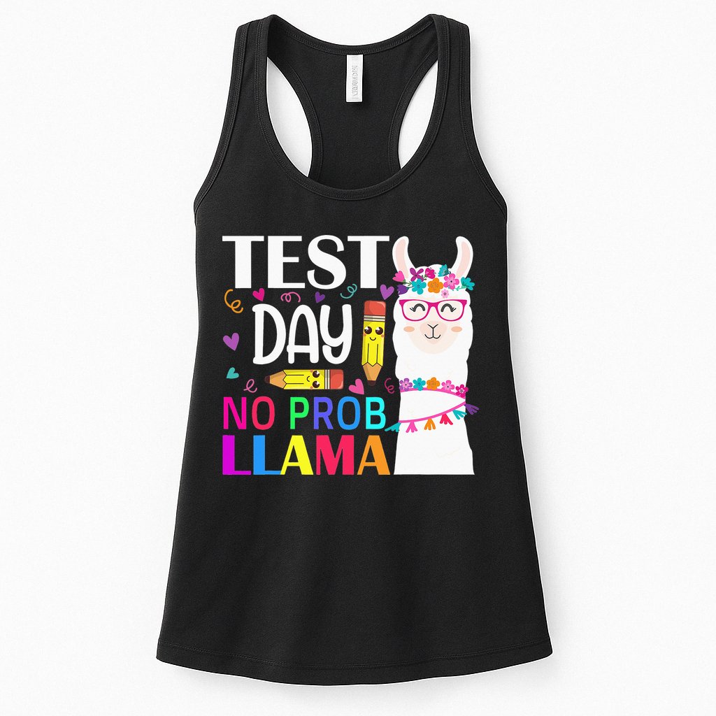 funny Test Day No Prob-llama Llama Teacher Womens Tank Top