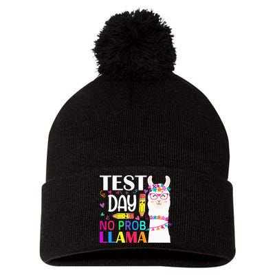funny Test Day No Prob-llama Llama Teacher Pom Pom 12in Knit Beanie