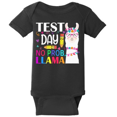 funny Test Day No Prob-llama Llama Teacher Baby Bodysuit
