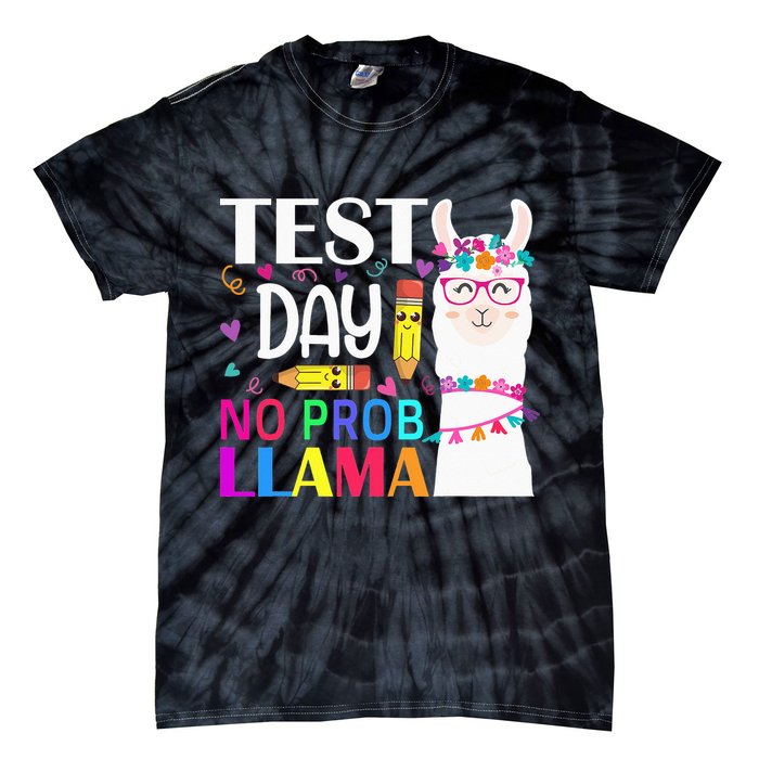 funny Test Day No Prob-llama Llama Teacher Tie-Dye T-Shirt
