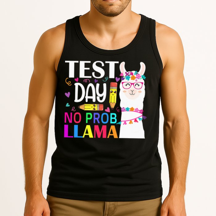 funny Test Day No Prob-llama Llama Teacher Tank Top