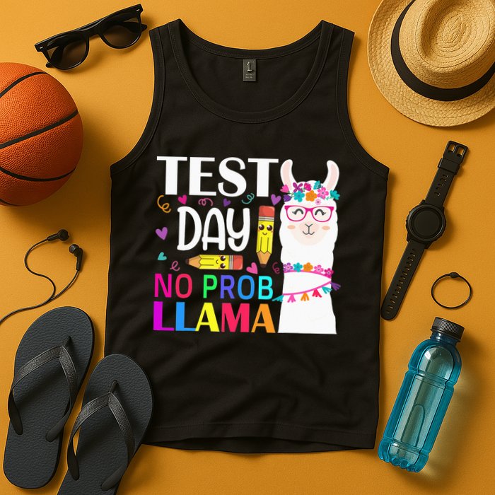 funny Test Day No Prob-llama Llama Teacher Tank Top