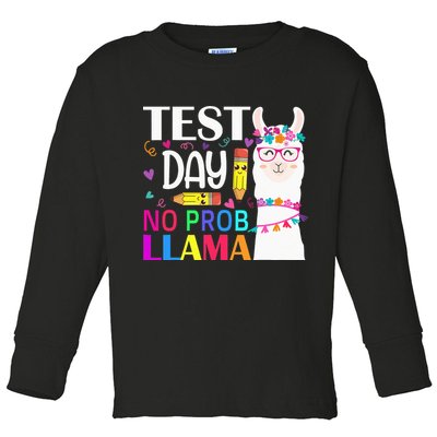 funny Test Day No Prob-llama Llama Teacher Toddler Long Sleeve Shirt