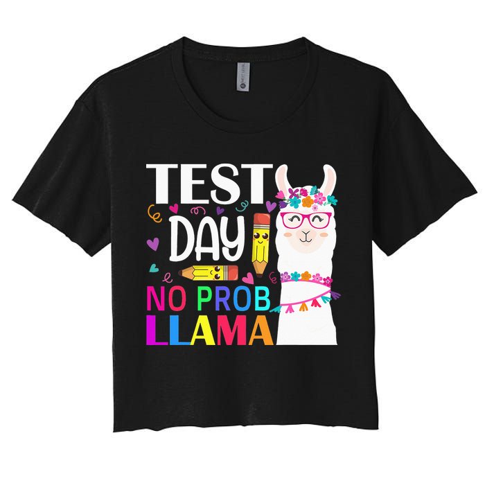 funny Test Day No Prob-llama Llama Teacher Crop Top