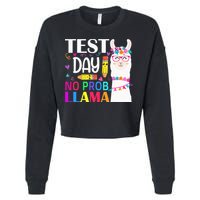 funny Test Day No Prob-llama Llama Teacher Cropped Pullover Crew
