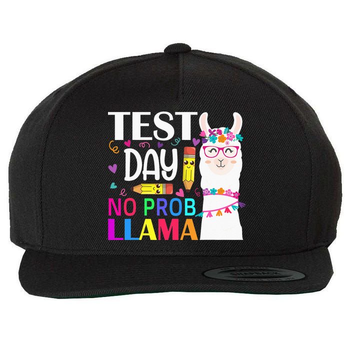 funny Test Day No Prob-llama Llama Teacher Wool Snapback Cap