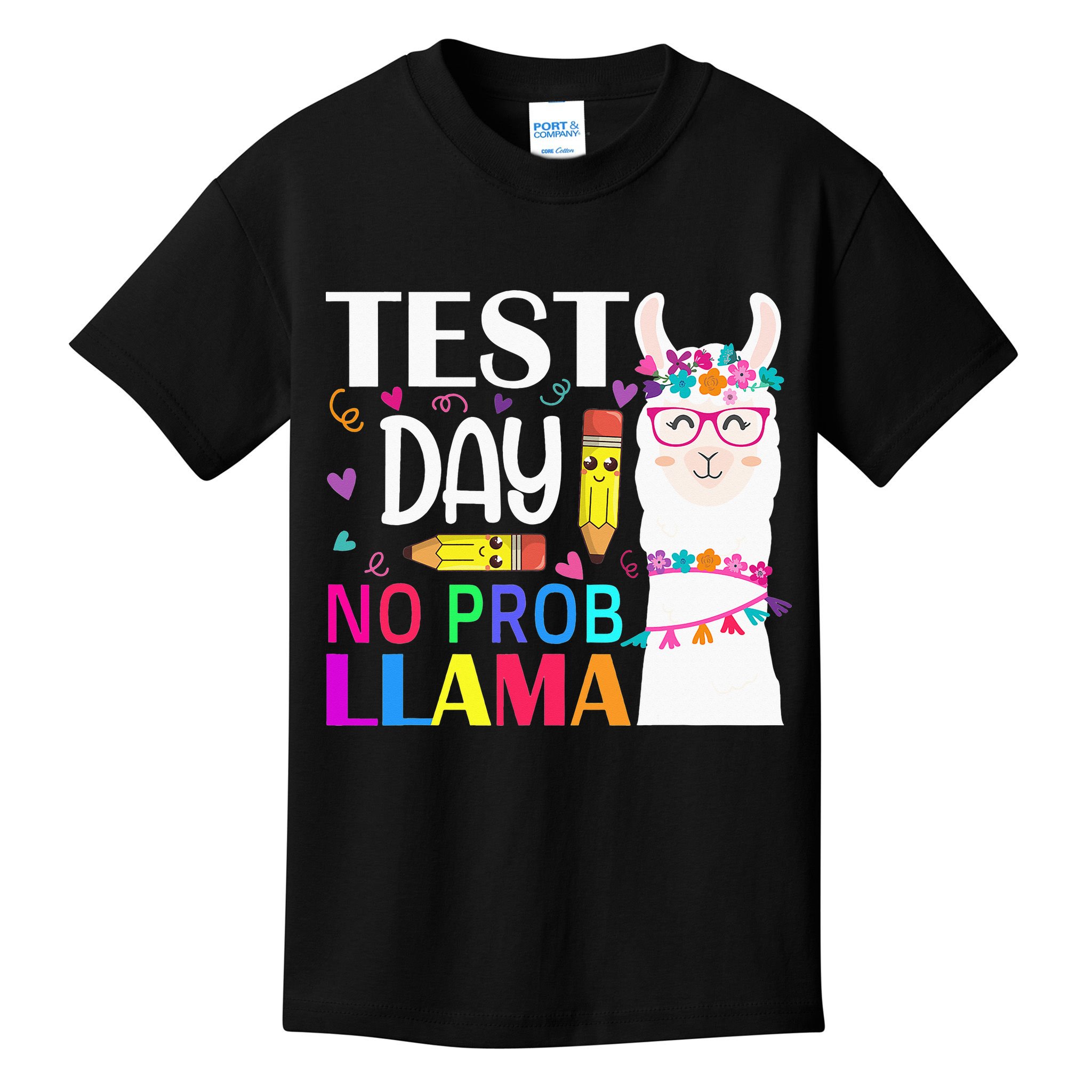 funny Test Day No Prob-llama Llama Teacher Kids T-Shirt