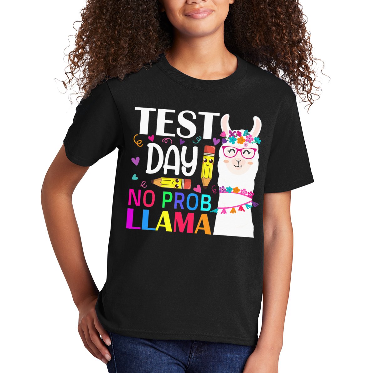 funny Test Day No Prob-llama Llama Teacher Kids T-Shirt