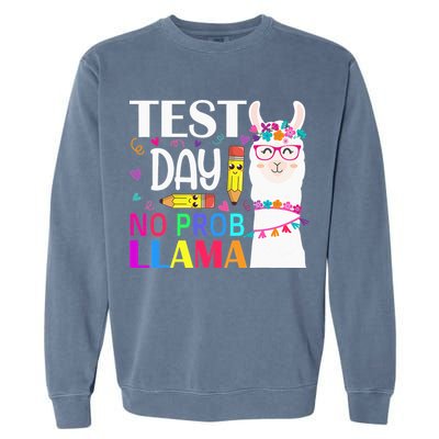 funny Test Day No Prob-llama Llama Teacher Garment-Dyed Sweatshirt