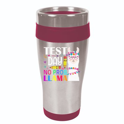 funny Test Day No Prob-llama Llama Teacher 16oz Travel Tumbler