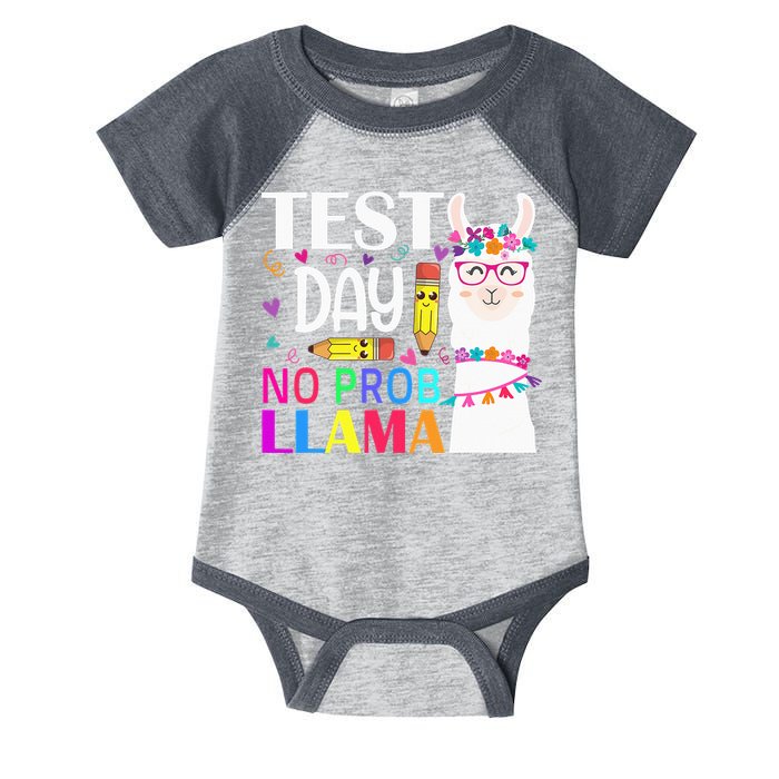 funny Test Day No Prob-llama Llama Teacher Infant Baby Jersey Bodysuit