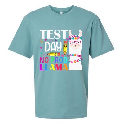 funny Test Day No Prob-llama Llama Teacher Sueded Cloud Jersey T-Shirt