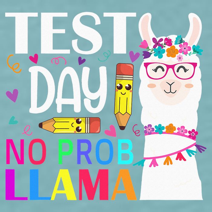 funny Test Day No Prob-llama Llama Teacher Sueded Cloud Jersey T-Shirt