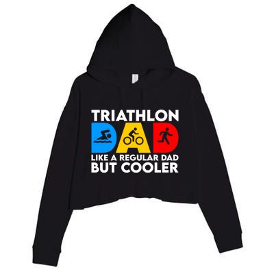 Funny Triathlon Design Dad Swim Bike Run Triathletes Gift Crop Fleece Hoodie