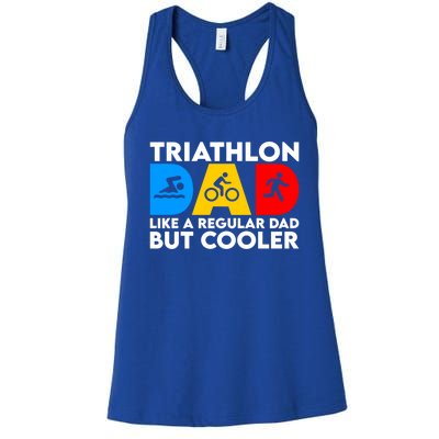 Funny Triathlon Design Dad Swim Bike Run Triathletes Gift Women's Racerback Tank