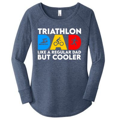 Funny Triathlon Design Dad Swim Bike Run Triathletes Gift Women's Perfect Tri Tunic Long Sleeve Shirt