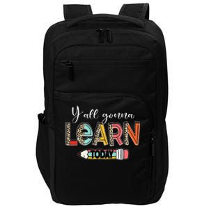 Funny Test Day Teacher Y'all Gonna Learn Today Leopard Impact Tech Backpack