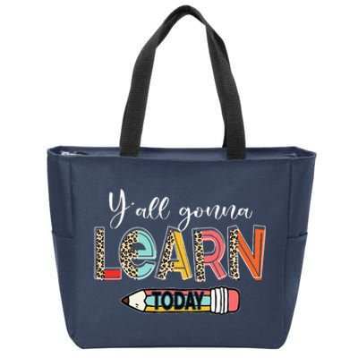 Funny Test Day Teacher Y'all Gonna Learn Today Leopard Zip Tote Bag