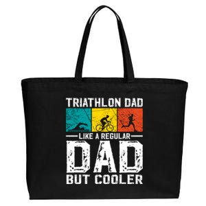 Funny Triathlon Design Dad Swim Bike Run Triathletes Gift Cotton Canvas Jumbo Tote