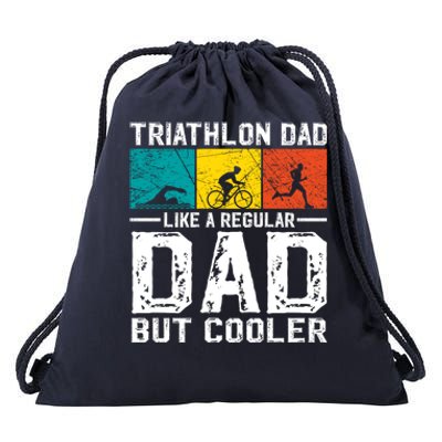 Funny Triathlon Design Dad Swim Bike Run Triathletes Gift Drawstring Bag