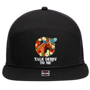 Funny Talk Derby To Me Horse Derby Racing 7 Panel Mesh Trucker Snapback Hat