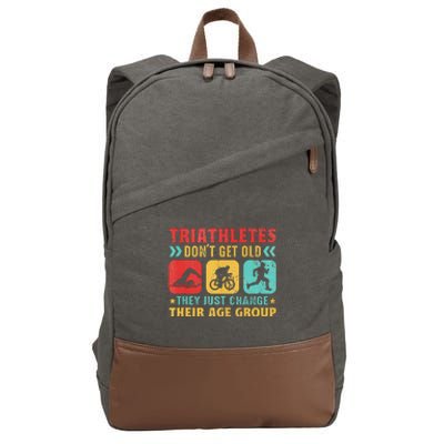 Funny Triathlon Design Triathletes Swim Bike Run Cotton Canvas Backpack