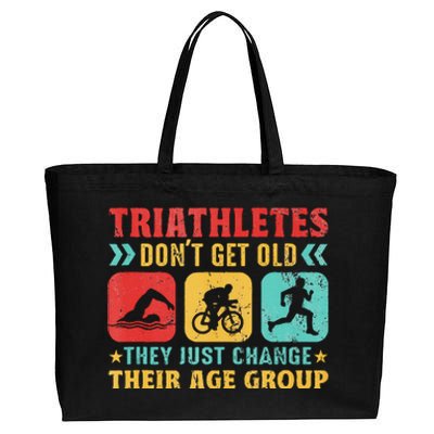 Funny Triathlon Design Triathletes Swim Bike Run Cotton Canvas Jumbo Tote