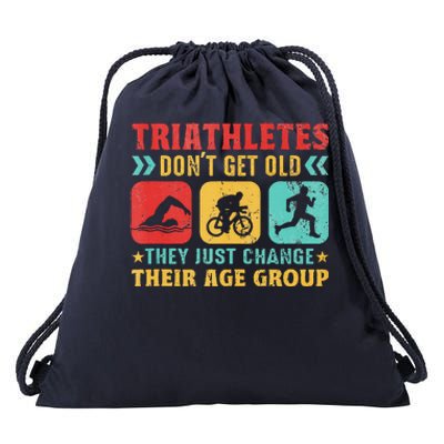 Funny Triathlon Design Triathletes Swim Bike Run Drawstring Bag