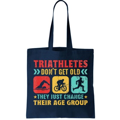 Funny Triathlon Design Triathletes Swim Bike Run Tote Bag