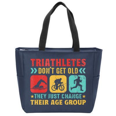 Funny Triathlon Design Triathletes Swim Bike Run Zip Tote Bag