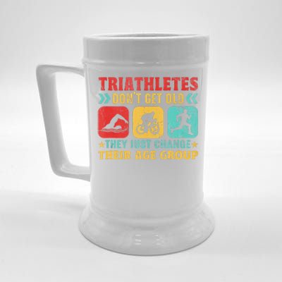 Funny Triathlon Design Triathletes Swim Bike Run Beer Stein