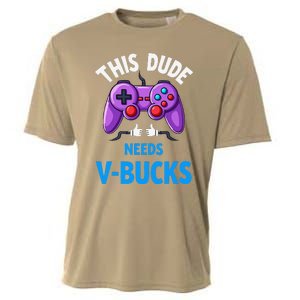 Funny This Dude Needs Vbucks Will Work For Bucks Gamer Cooling Performance Crew T-Shirt