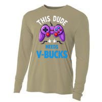 Funny This Dude Needs Vbucks Will Work For Bucks Gamer Cooling Performance Long Sleeve Crew