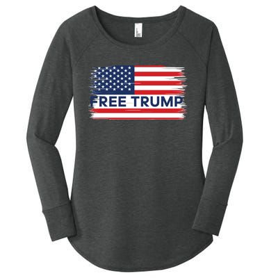 Free Trump Distressed Flag Women's Perfect Tri Tunic Long Sleeve Shirt