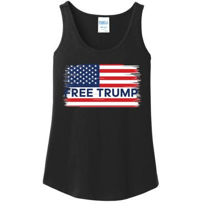 Free Trump Distressed Flag Ladies Essential Tank