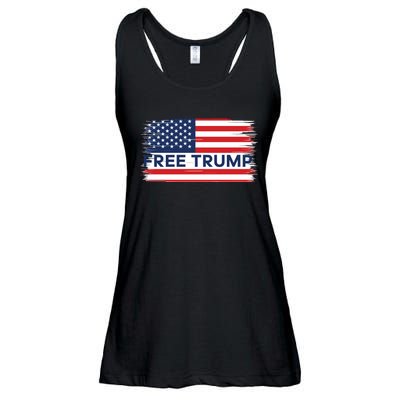 Free Trump Distressed Flag Ladies Essential Flowy Tank