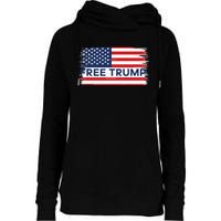 Free Trump Distressed Flag Womens Funnel Neck Pullover Hood