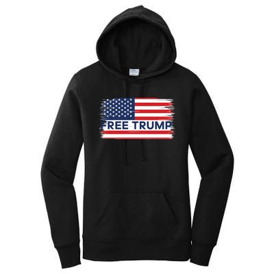 Free Trump Distressed Flag Women's Pullover Hoodie