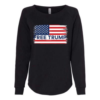 Free Trump Distressed Flag Womens California Wash Sweatshirt