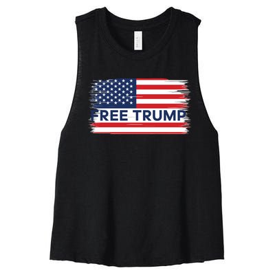 Free Trump Distressed Flag Women's Racerback Cropped Tank