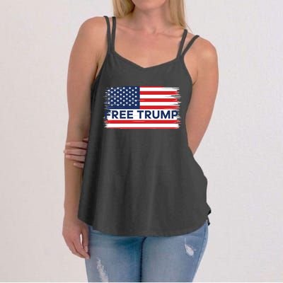 Free Trump Distressed Flag Women's Strappy Tank