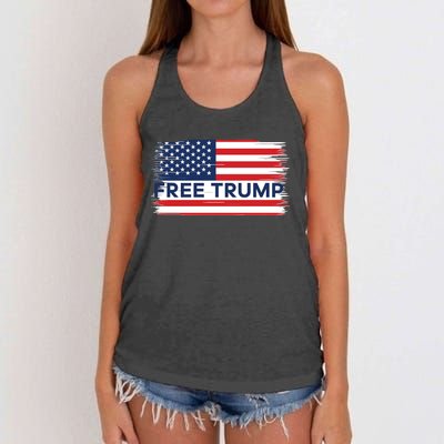 Free Trump Distressed Flag Women's Knotted Racerback Tank