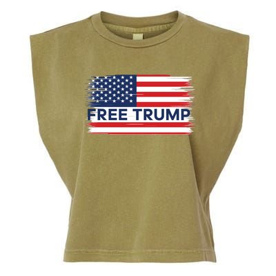 Free Trump Distressed Flag Garment-Dyed Women's Muscle Tee