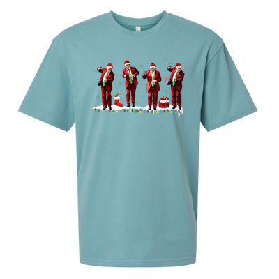 Funny Trump Dance Santa Claus Christmas Xmas Pajamas Holiday Sueded Cloud Jersey T-Shirt