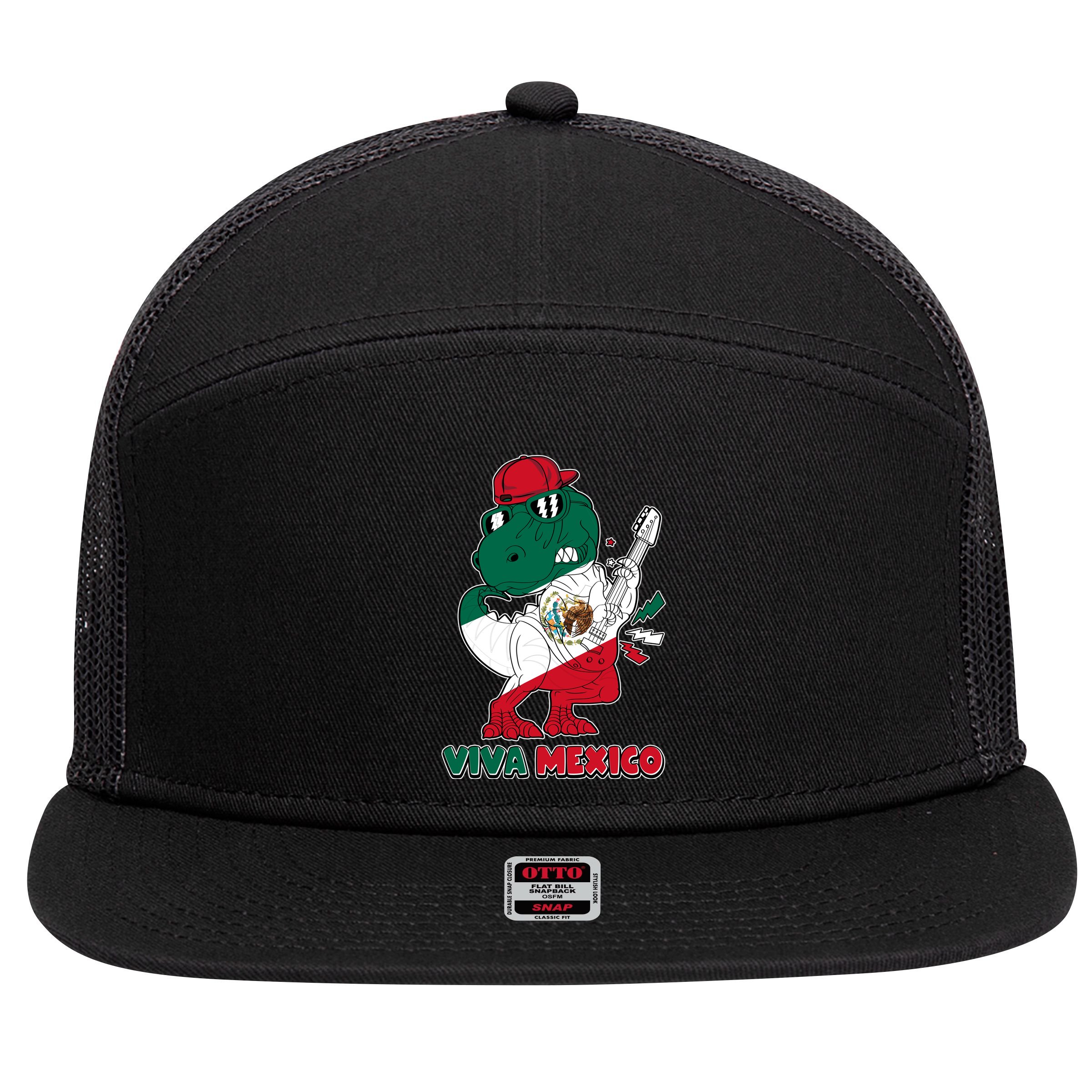 Funny Trex Dinosaur Viva Mexico 7 Panel Mesh Trucker Snapback Hat