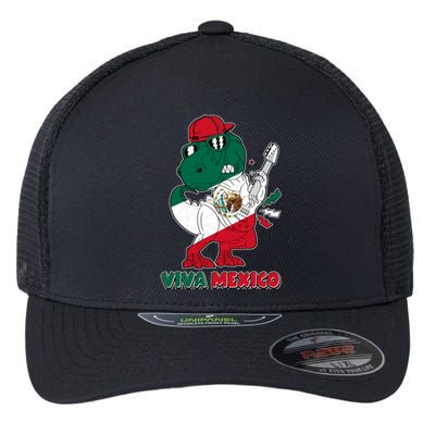 Funny Trex Dinosaur Viva Mexico Flexfit Unipanel Trucker Cap