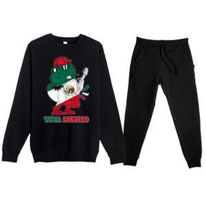 Funny Trex Dinosaur Viva Mexico Premium Crewneck Sweatsuit Set