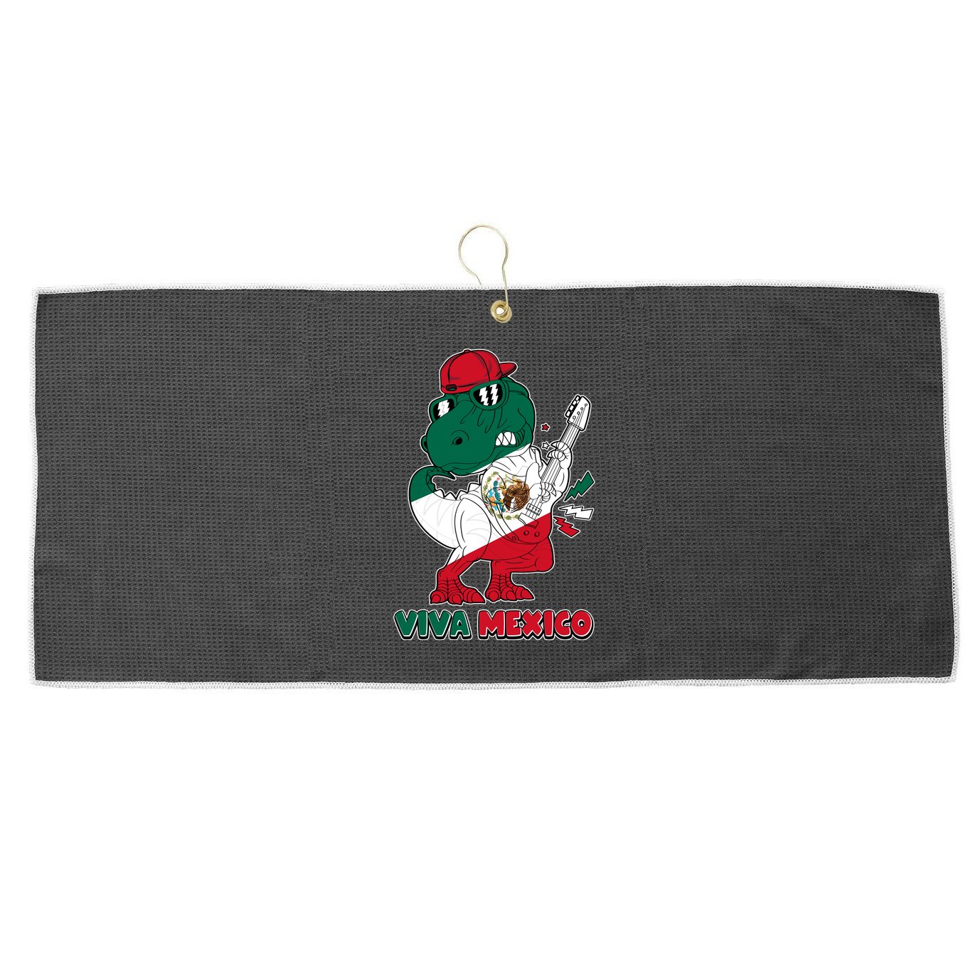 Funny Trex Dinosaur Viva Mexico Large Microfiber Waffle Golf Towel